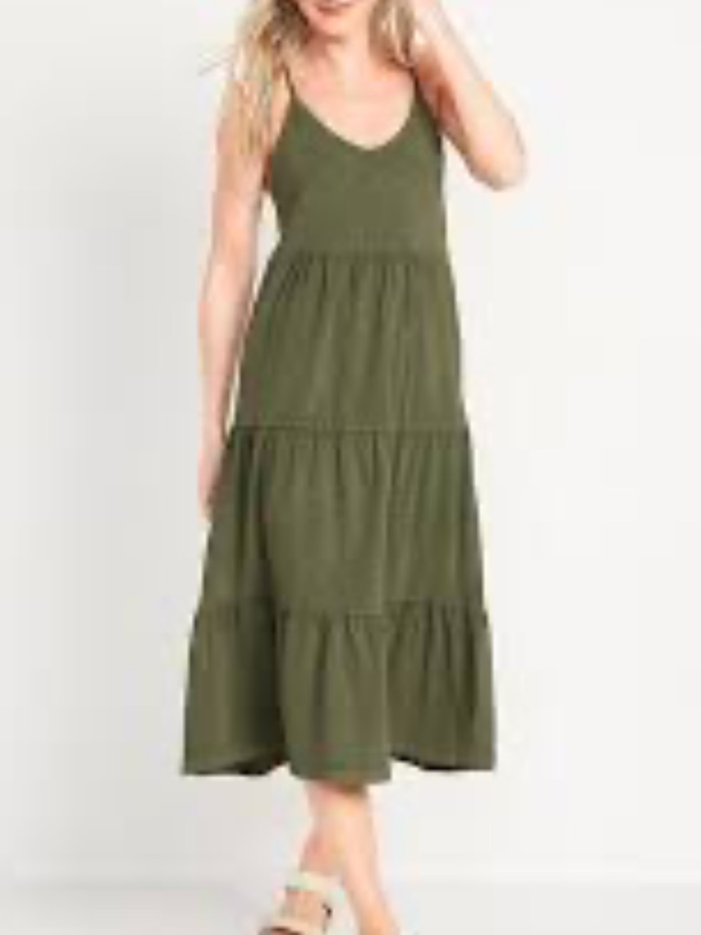 Old Navy - Women's Tiered Slub Knit Cami Maxi Dress. Small. Olive Green.